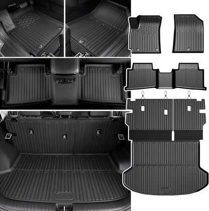 Floor Mats Set for 2024-2026 Kia Seltos Without Subwoofer, All Weather TPE Floor Liners Trunk Mat Cargo Liner with Backrest Mat Accessories