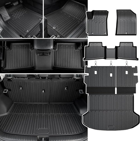 Floor Mats Set for 2024-2026 Kia Seltos Without Subwoofer, All Weather TPE Floor Liners Trunk Mat Cargo Liner with Backrest Mat Accessories