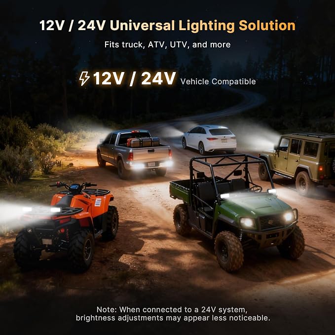 LED Pod Lights Flood Beam, Smart App Controlled Off Road Driving Lights Supports CarPlay/Android Auto, IP67 Waterproof 6000K White Lamps for Trucks, ATV, UTV, SUV, Boat (7 Inch)