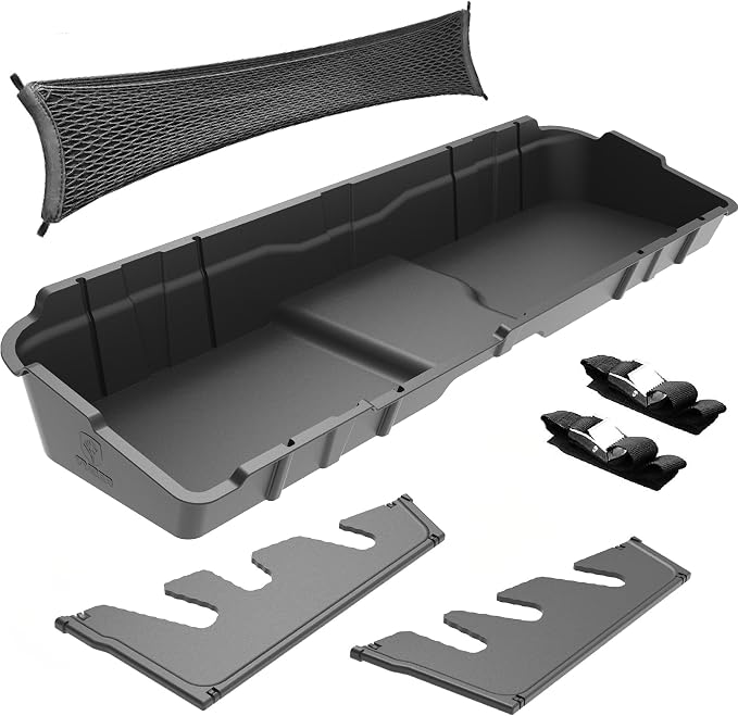 Tyger Auto Rear Under Seat Storage Box Compatible with 2007-2013 Chevy Silverado/GMC Sierra 1500; 2007-2014 Silverado/Sierra 2500 3500 | Crew Cab | Custom-Fit Cargo Organizer Console | TG-CB5C8898