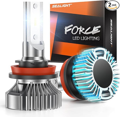 SEALIGHT H11/H8 Led Fog Light Bulbs, 400% High Bright H11 Fog Lights, 6000K Cool White 50000HRS Lifespan H16 LED Fog Light Bulbs for Car, 2 Pack