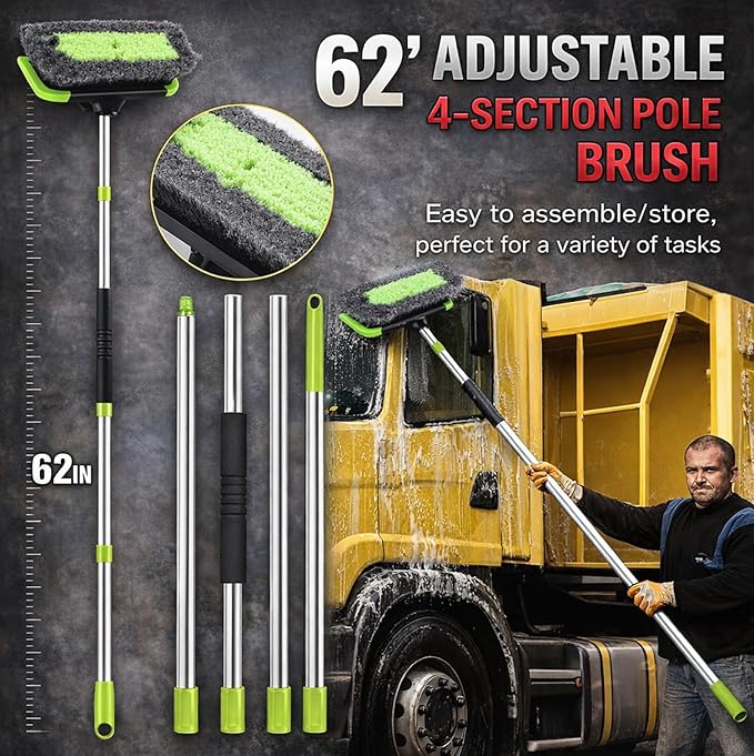 63PCS Car Wash Cleaning Kit,Car Wash Brush with Long Handle,Car Detailing Kit with Foam Gun,Car Cleaning Supplies,Handheld Vacuum, Car Detailing Kit (62PCS)