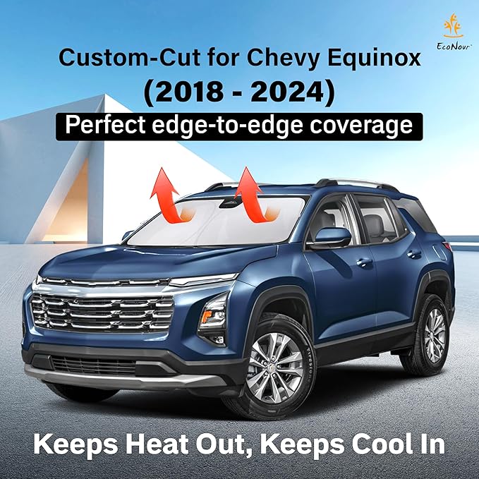 EcoNour Windshield Sunshade Compatible for Chevrolet Equinox 2018-2022 2023 2024, Sun Visor for Front Windshield & Window Sun Shade Cover, UV Heat Blocker & Protector, Car Accessories