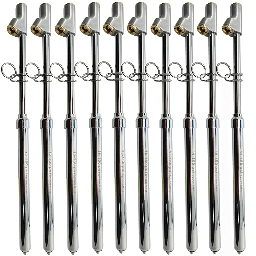 150 Psi Professional Semi Truck Tire Pressure Gauge and Dually Truck Air Gauges. for RV Tire Pressure, Cars, and Drivers with Bad Knees. Dual Head Chuck and Heavy Duty Design. 10 Gauges.