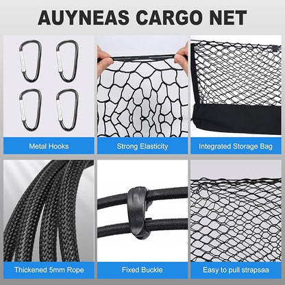 for Toyota Tacoma Envelope Style Truck Bed Cargo Net - Fits 2013-2024 2025 2026 Tacoma Accessories Cargo Net for Pickup Truck Bed - Heavy Duty Carabiners