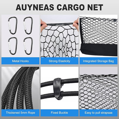 for Chevy Suburban, Cadillac Escalade, GMC Yukon XL Accessories Envelope Style Truck Bed Cargo Net for Pickup Truck Bed - Heavy Duty Carabiners