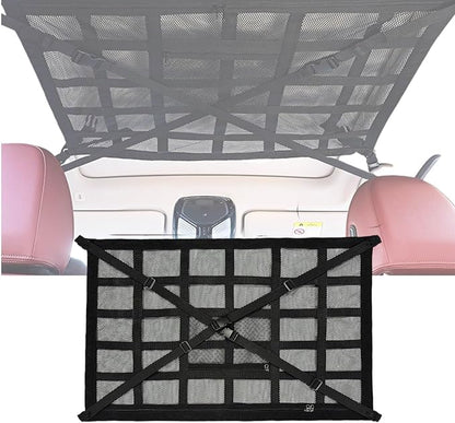 Overhead Car Organizer, Compatible with Jeep Gladiator Sport/Rubicon 2020-2025 Car Roof Storage Net Universal Car Ceiling Storage for Camping Storage Bag,Black-Small