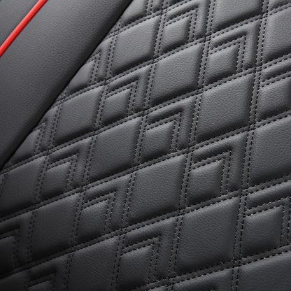 JOJOBAY Chevy Silverado Seat Covers,Leather Seat Covers for GMC Sierra,Custom Fit 2007-2026 1500 2500HD 3500HD Crew Double Extended Regular Cab,LT LZT RST(Rear Seat Covers,Black Red)