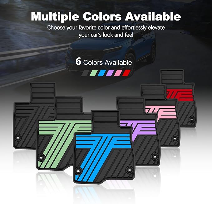 TTX LIGHTING Floor Mats Compatible with Subaru Crosstrek 2016-2017/Impreza 2012-2016/WRX 2015-2021, Custom Fit All Weather 1st & 2nd Row Floor Liners, Black & Blue