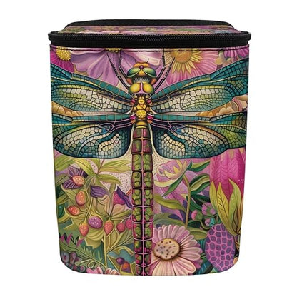 Talayituse Dragonfly Floral Print Car Trash Can Portable Auto Garbage Bin Multifunctional Vehicle Interior Accessories with Adjustable Straps Universal Fit Truck SUV Sedan