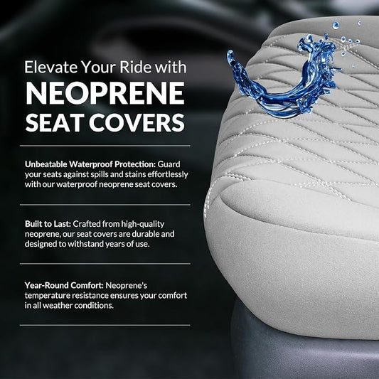 FH Group Custom Fit Car Seat Covers Specifically Made for 2022-2026 Nissan Frontier, Front Set Solid Gray Ultraflex Neoprene Waterproof Automotive Seat Covers for Pickup Truck, Nissan Accessories