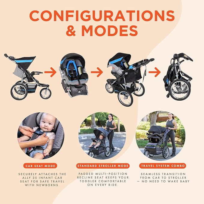 Baby Trend Expedition® Jogger Travel System with EZ Flex-Loc® Infant Car Seat, Millenium Blue