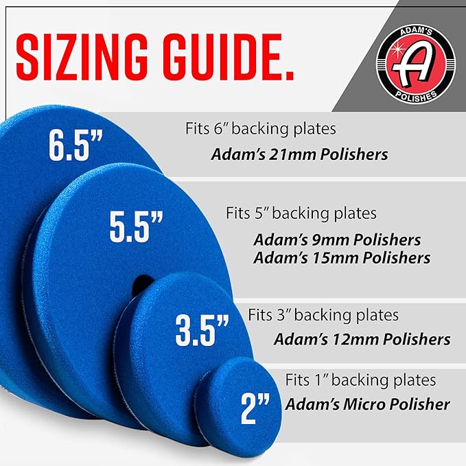 Adam's Polishes Premium Polisher Pads - Expertly Designed Soft Foam Finishes & Glosses Better Than Ever - Color Coded to Match with Recommended Polishes or Compounds (5.5, White Polish Pad)