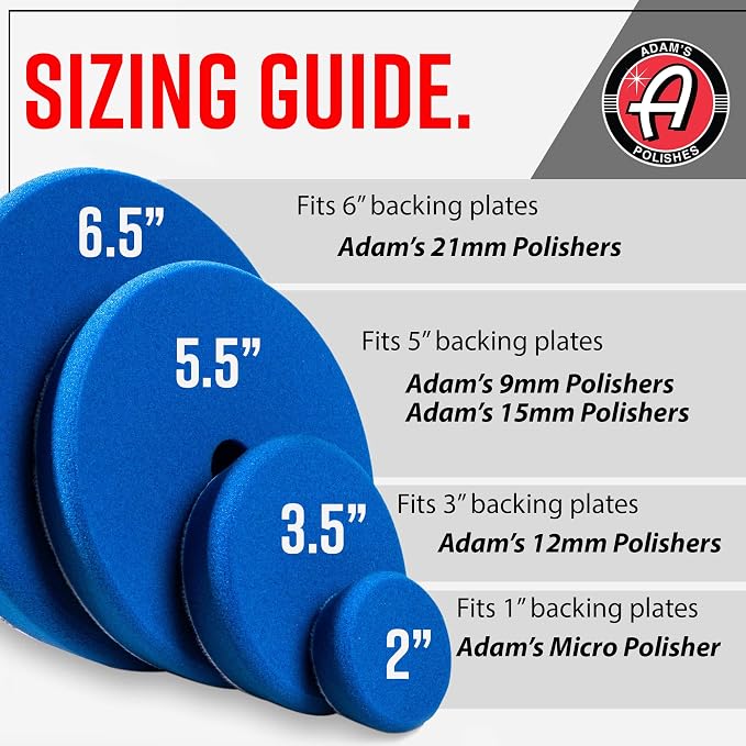Adam's Polishes Premium Polisher Pads - Expertly Designed to Make Polishing and Paint Correction Easier, Quicker - Color Coded to Match with Recommended Polishes or Compounds (5.5, Blue Compound Pad)