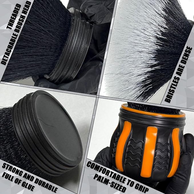 Ultra Soft Detailing Brush, Handle XL Brush - Ultra Soft Bristles, Multi-Color Handles, Removable Brush Heads, with Storage Rack, Covers Large Area Inside or Outside Vehicles(Orange)