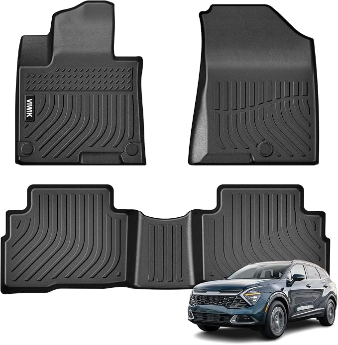 VIWIK Floor Mats Fit for Kia Sportage 2023 2024 Only Hybrid, Car Mats All Weather Custom Floor Liners Full Set 1st 2nd Row Front & Rear, 2023 2024 Sportage Only Hybrid TPE Odorless Non-Slip