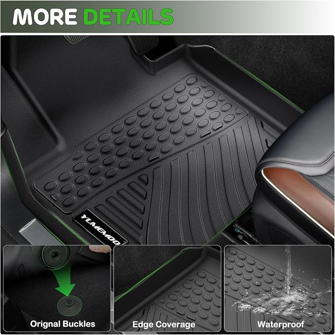Floor Mats for Honda Civic 2022-2026 Gas Sedan(2nd Row w/o USB Port) & 2026 Sedan Hatchback Si Hybrid TPE Floor Liners Fit for Civic 1st & 2nd Row & Door Sill Guards Anti-Slip Full Set Car Mats