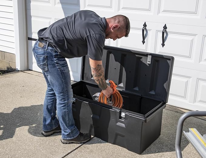 Buyers Products 1712240 Black Poly All-Purpose Storage Chest , 6.3 cu. ft, Made In The USA, Dent-Resistant Lockable Storage Box for Truck, Trailer, Dock, or Deck, High-Density Polyethylene