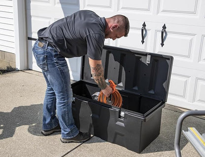 Buyers Products 1712240 Black Poly All-Purpose Storage Chest , 6.3 cu. ft, Made In The USA, Dent-Resistant Lockable Storage Box for Truck, Trailer, Dock, or Deck, High-Density Polyethylene
