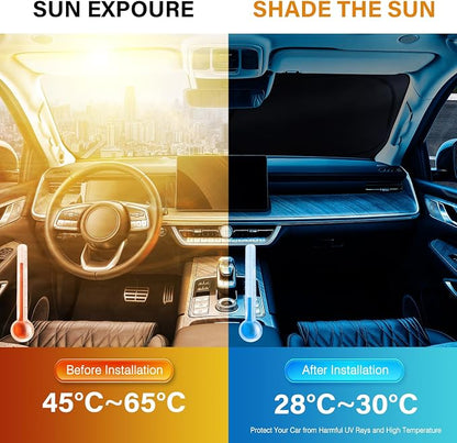 Sun Shade for Car Windshield, Foldable Universal Car Windshield Sun Shade UV Rays Reflective Sun Visor Shade Keeps Vehicle Cool for Cars, Trucks, SUVs (59 x 31.5 in)