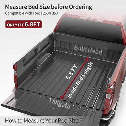 OEDRO Soft Quad-fold Truck Bed Tonneau Cover Fits for Ford F250 F350 F-250 F-350 Superduty 1999-2016 with 6.8 ft Bed