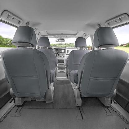 FH Group Custom Fit Car Seat Covers Specifically Made for 2011-2020 Toyota Sienna 7 Passenger, Car Seat Cover 2nd Row, Automotive Seat Covers in Solid Gray Faux Leather, Waterproof and Washable