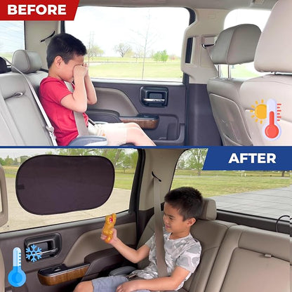 EcoNour Car Side Window Shades for Baby |2 Pack Side Window Sunshade for Kids | 18S Premium Static Cling |Automotive Sun Protection Baby from UV and Sun Glare |Car Accessories Large (21"x14")