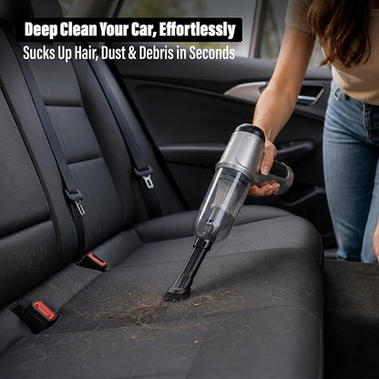 EcoNour 3-in-1 Cordless Handheld Car Vacuum Cleaner – 120W Power, 12,000Pa High Suction, Dual Rechargeable Batteries – Portable Dust Buster for Car, Home & Pet Hair