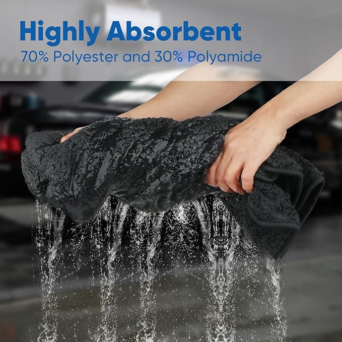 HOMEXCEL Professional Car Drying Towel (36"x 24") with Twisted-Loop Technology, 1200GSM for a Streak-Free Finish – Microfiber Towels for Cars, Trucks, SUVs, RVs and Motorcycles