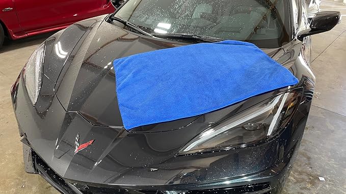 Masterson's Car Care Blue Blazing Plush Microfiber Drying Towel 36” x 25” - Ultra Fast Drying For Cars, Trucks, Motorcycles, RVs, Homes, Messes - 70/30 Premium Microfiber Blend - Ultra Absorant