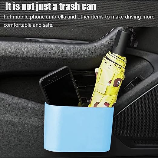 Car Trash Can, Mini Car Bin with Lid 2 Trash Bag Blue, Cute Car Accessories for Storage and Organization，Small Trash Can for car，Bedroom and Office