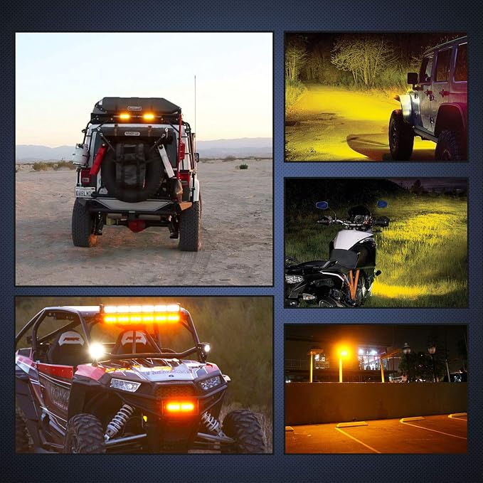 Nilight LED Pods 2Pcs 6.5 Inch 120W Yellow Flood Spot Combo Triple Row Driving Lamp Roof Bumper Off Road LED Work Lights Bar for Van Camper Wagon Car Pickup Golf Cart ATV UTV SUV Truck Boat 4x4