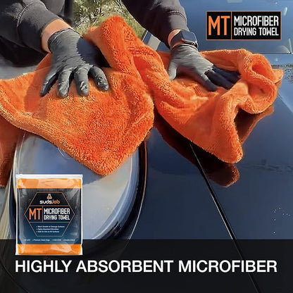 Suds Lab Large Microfiber Drying Towel (24 in x 35 in) Car Exterior Cleaning and Detailing Cloth, Safe On Plastic Trim, Glass, Carbon Fiber, Paint