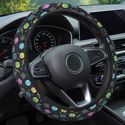 GENANY RPG Dice Steering Wheel Cover, Non Slip Polyester Car Wheel Protector for Car SUV Truck, Universal 15 Inch