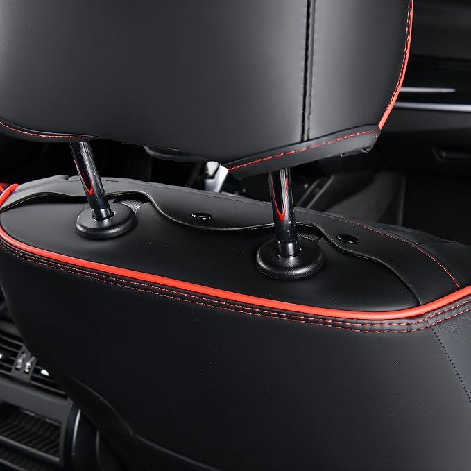 FLORICH Leather Seat Covers, Seat Covers Full Set, Car Seat Protectors 5 Seats, Automotive Seat Covers Fit for Most Cars Trucks SUV-Black&Red Line
