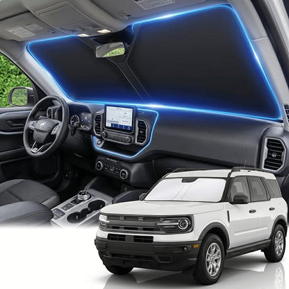 for Ford Bronco Sport 2021-2024 2025 2026 Windshield Sun Shade Front Window Shade Custom Fit Bronco Sport Accessories Sun Visor Foldable Shade Blocks UV Rays Summer Must Have Car Accessories