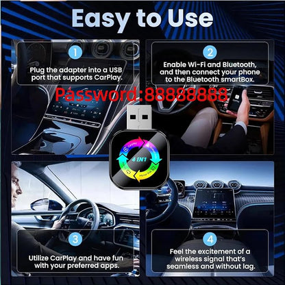 2026 Upgraded 4-in-1 Wireless CarPlay Adapter, Convert Wired to Wireless CarPlay & Android Auto, Support AirPlay & Screen Mirroring, Zero Latency Plug & Play, USB/Type-C for iPhone iOS & Android