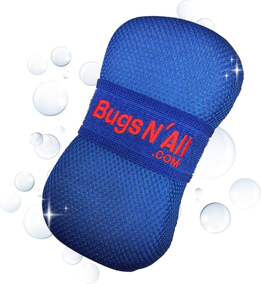 Bugs N’ All Bug Sponge - Bug and Tar Remover for Car Exterior and Interior - Ultra Soft Mesh Car Wash Sponge for Scratch Free Scrubbing - 8.25 by 4.75 inch, 1 Pack