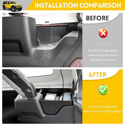 Rear Trunk Organizer for 2018-2023 Jeep Wrangler JL JLU 4XE 4 Door Accessories, Wheel Well Storage Bin Trunk Side Storage Box Cargo Tray for 18-23 Wrangler JL 4dr(Not for Gladiator/JK)