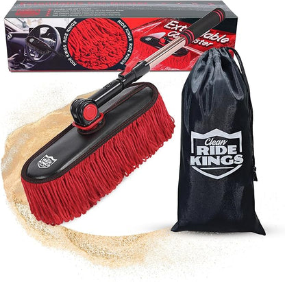 RideKings Car Duster Exterior Scratch Free, Wax Cotton Auto Dust Remover with Extendable Handle, Car Cleaning Brush for SUV, Truck & RV