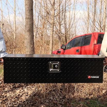 FORWODE 39 Inch Truck Bed Tool Box, Heavy Duty Aluminum Truck Storage Organizer for Pickup Truck Bed RV Toolbox with Handle and Lock Black