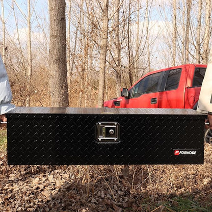 FORWODE 39 Inch Aluminum Truck Tool Box Lockable Truck Bed Tool Box Waterproof Truck Bed Storage Box with Gas Struts & Side Handle Truck Tool Chest for Pickup, Truck Bed, RV, Trailer & Garage (Black)