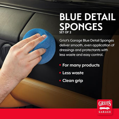 Griot's Garage Blue Detail Sponges for Car Detailing and Polishing, Foam Applicators for Waxes, Tire Dressings, Cleaners, Coatings, and Conditioners, 11205, Set of 2