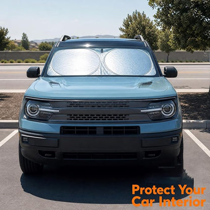 Sunshade for Bronco Sport Windshield Sun Shade for 2025-2021 Ford Bronco Sport 4Door Accessories Foldable Front Window Shield Cover Sun Visor Protector Block UV Rays