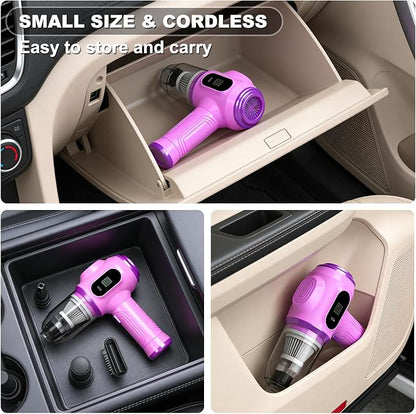 Portable Car Vacuum Cordless Mini Handheld Vacuums Cleaner Rechargeable with LCD Display and Multi-Nozzles, High Power Hand held Cleaners for Car, Home, Office, Sofa, Pet Hair,Keyboard
