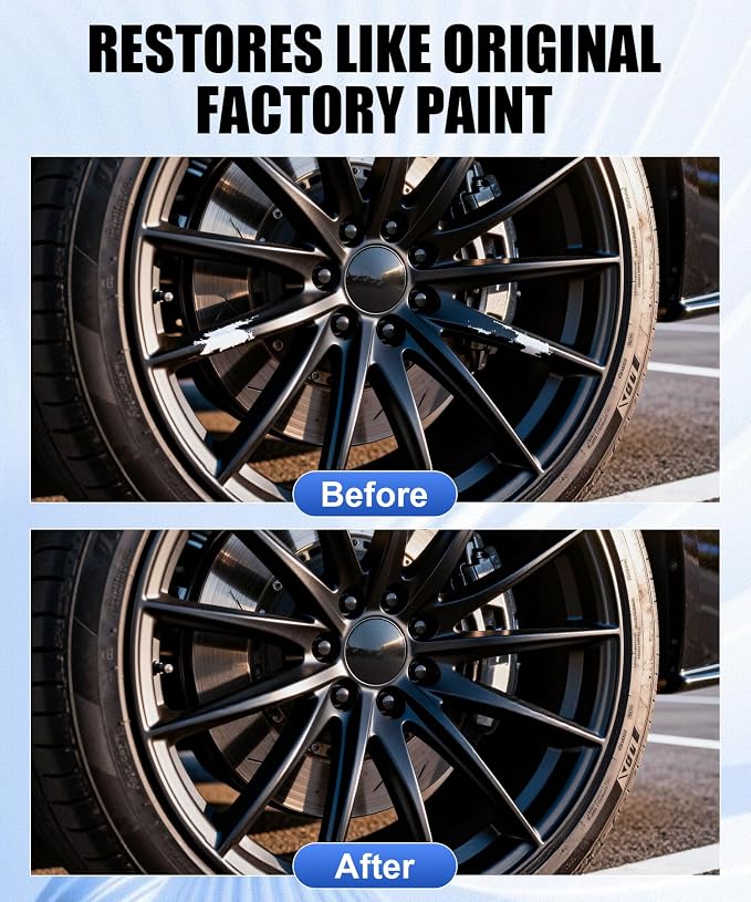 Amiss Full Matte Black Rim Repair Kit, Wheel Paint and Rim Paint Touch Up Pen for Curb Rash, Universal Alloy Wheel Scratch Repair for Scratches and Scuffs, Car Accessories (Full Matte Black)