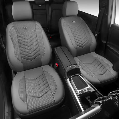 CAR PASS 3D Foam Mesh Leather seat Covers Front Seats, Grey Breathable Front Seat Cover for Cars, Comfortable Universal Fit for SUV Truck Sedan Automotive Anti-Slip Airbag Compatible, Pure Gray
