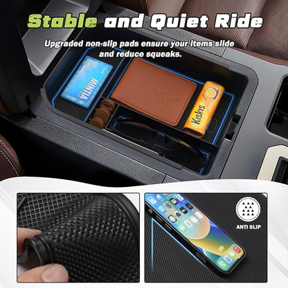 Sunsdrew Center Console Organizer Insert, Compatible with 2024-2026 Toyota Land Cruiser, ABS Armrest Storage Tray, Car Interior Accessories