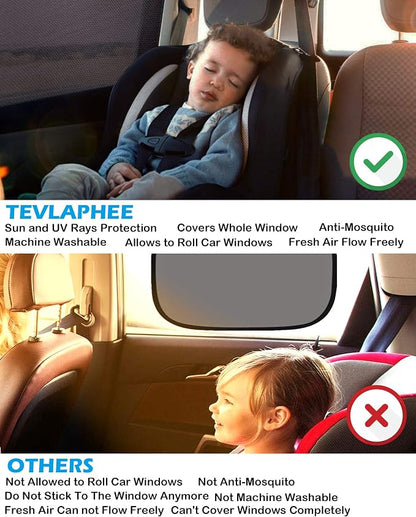 Tevlaphee Car Sunshade Kids, Universal Sun Visor Car Net Sunscreen Baby with Certified UV for Side Window Mesh Material Protects Passenger Baby, Children & Pets (XL)