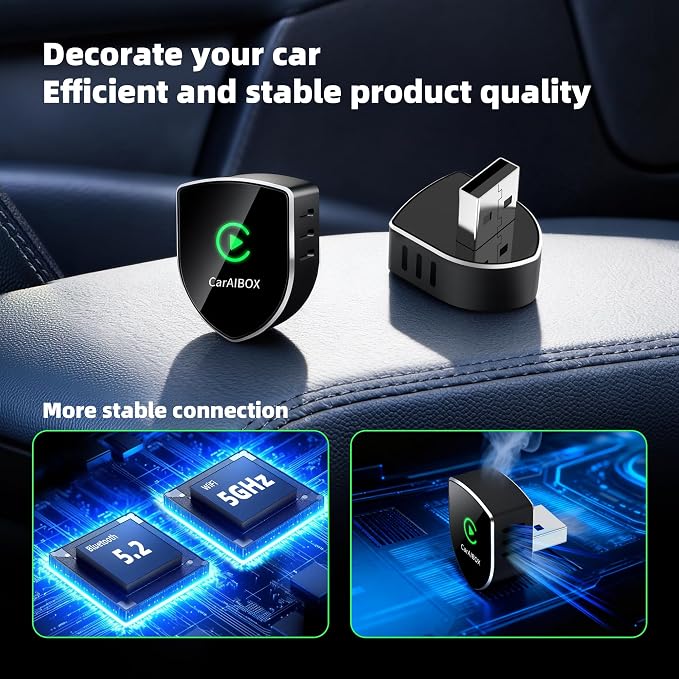 2026 Wireless CarPlay Adapter for Apple iPhone, Small Size Plug and Play, Mini USB Design for Cars with Built-in Wired Apple CarPlay, Fast and Stable Connection Car Play Wireless Adapter